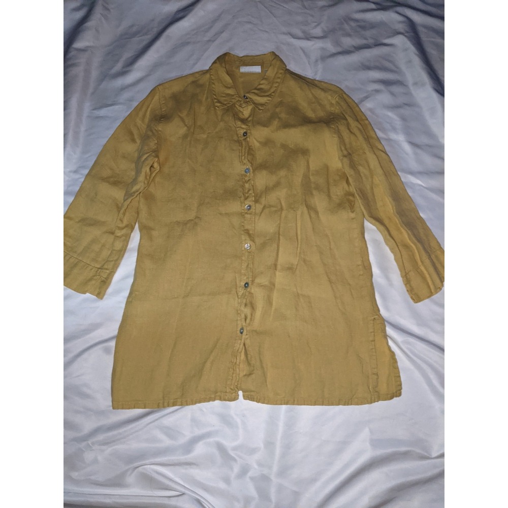 Vintage Chicos Design Linen Shirt‎ Button Front Size 0 Size Small Vintage Chicos